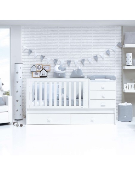 Alondra-Lettino Trasformabile Alondra Sero Bubble con Set Tessile